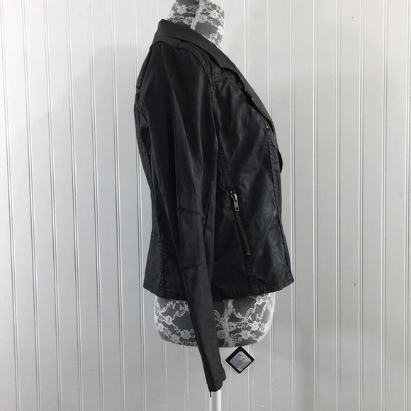 Halogen Black Front Zip‎ Cotton Biker Moto Jacket - Picture 2 of 14